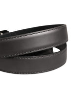 Men Silver Classic Leather Square Buckle Belt
