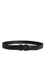 Men Black DG Logo Polyester Metal Buckle Belt