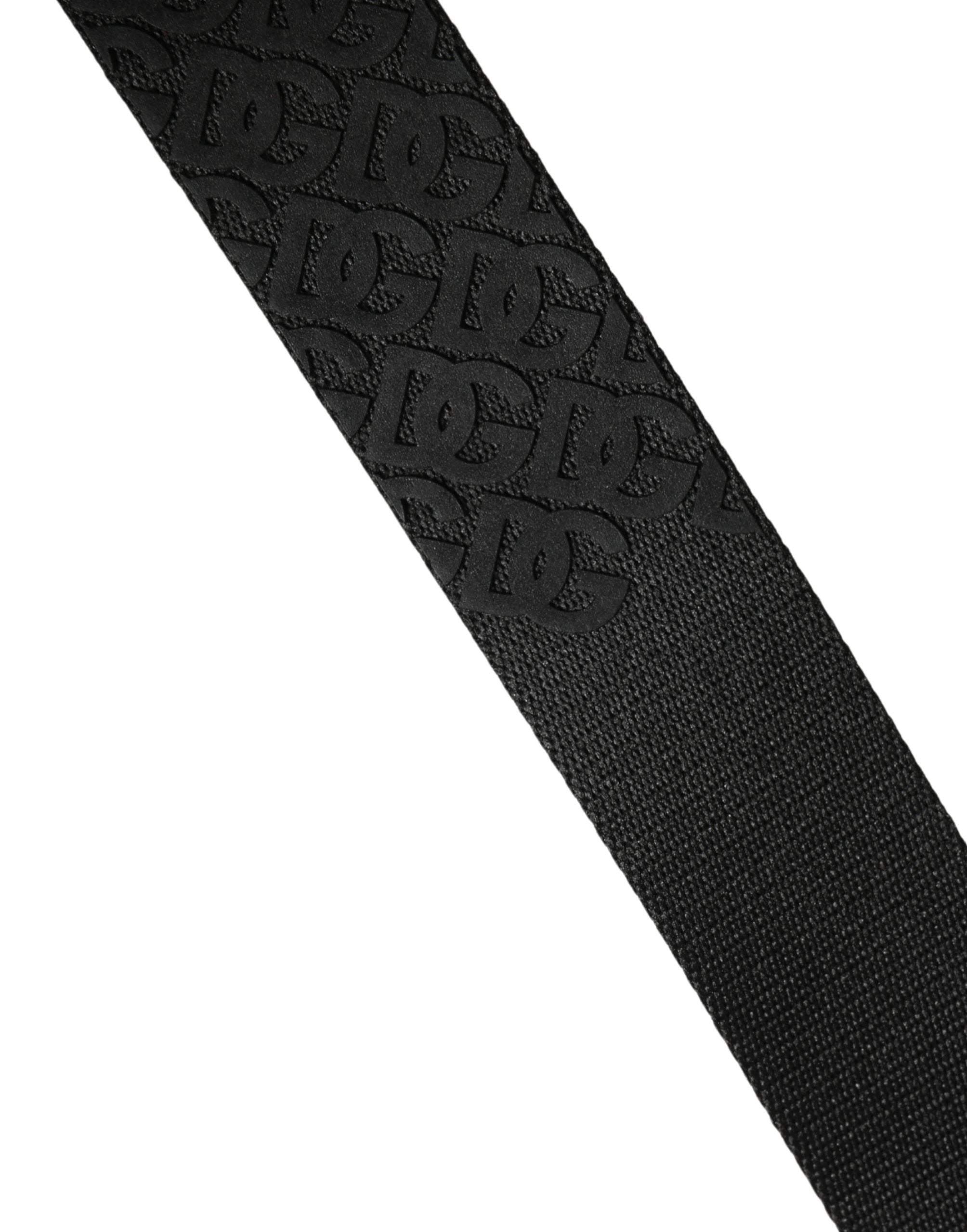 Men Black DG Logo Polyester Metal Buckle Belt