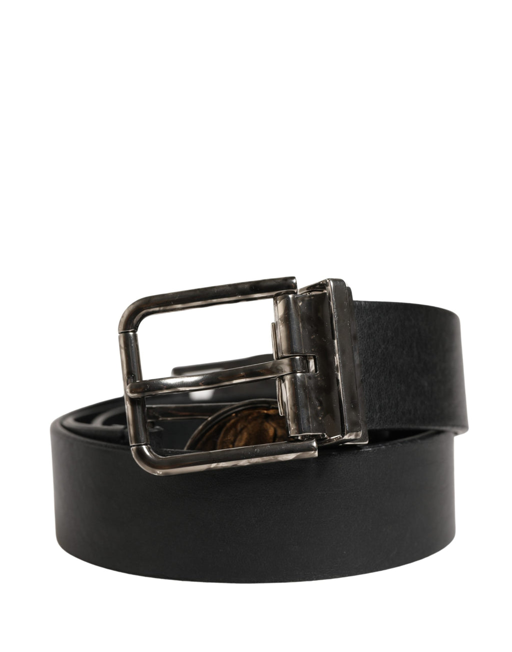 Men Black Classic Leather Metal Buckle Belt