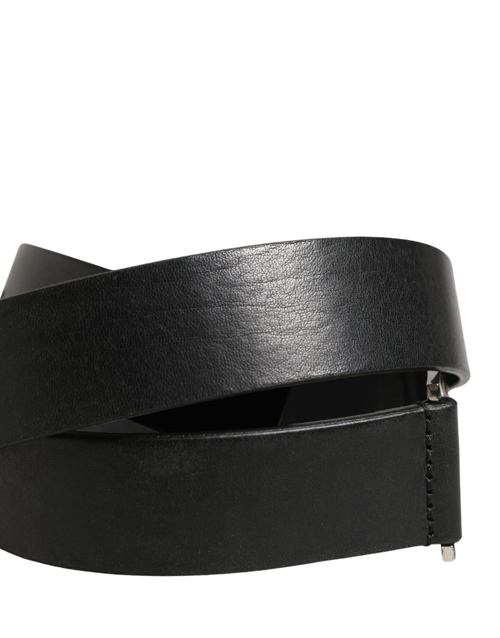 Men Black Classic Leather Metal Buckle Belt