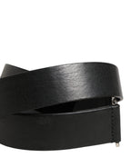 Men Black Classic Leather Metal Buckle Belt