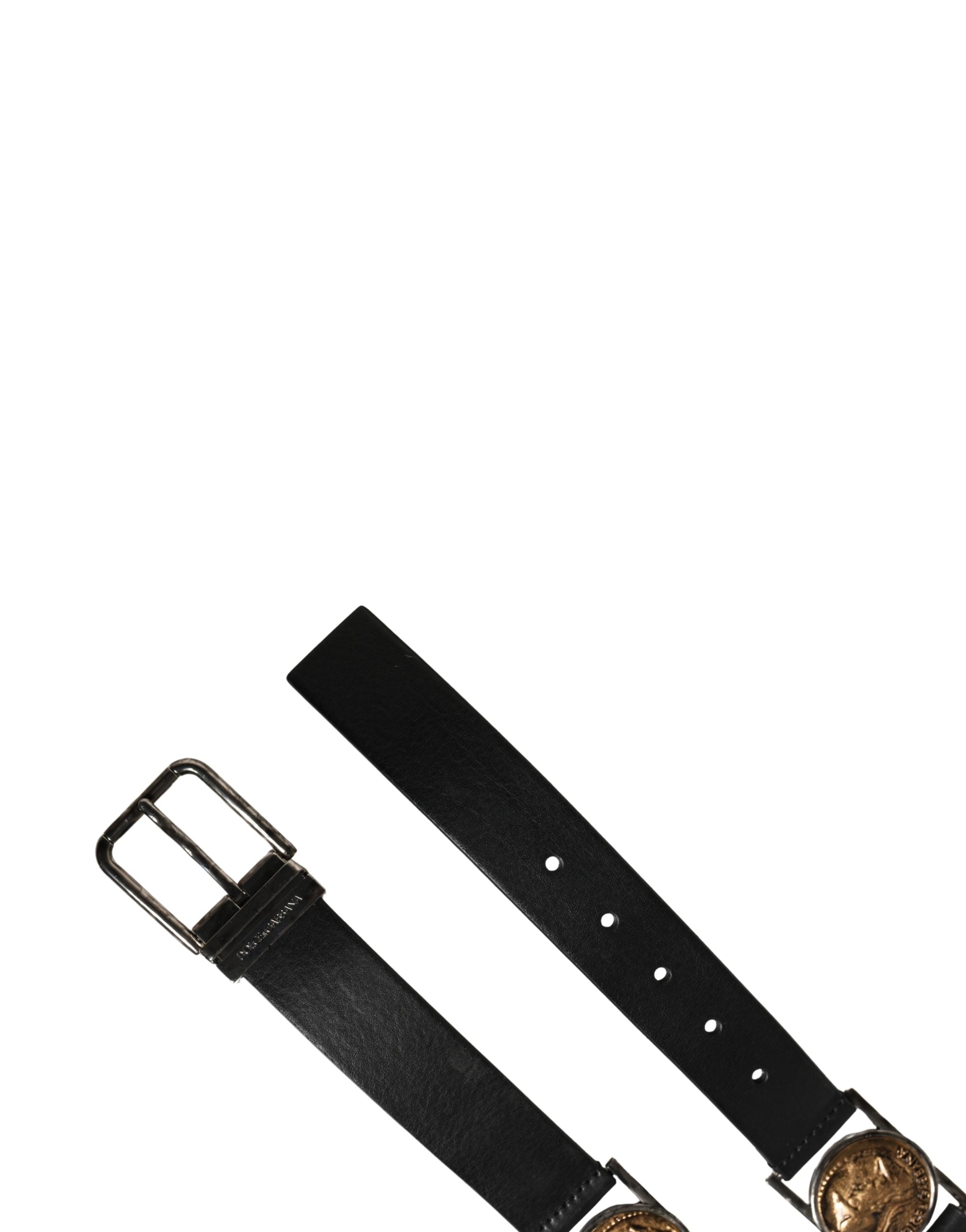 Men Black Classic Leather Metal Buckle Belt