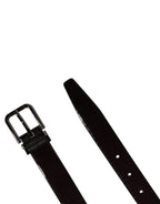 Men Black Classic Leather Metal Buckle Belt