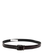 Men Black Classic Leather Metal Buckle Belt