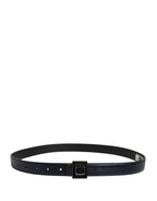 Men Black Classic Leather Square Buckle Belt