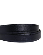 Men Black Classic Leather Square Buckle Belt