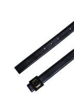 Men Black Classic Leather Square Buckle Belt
