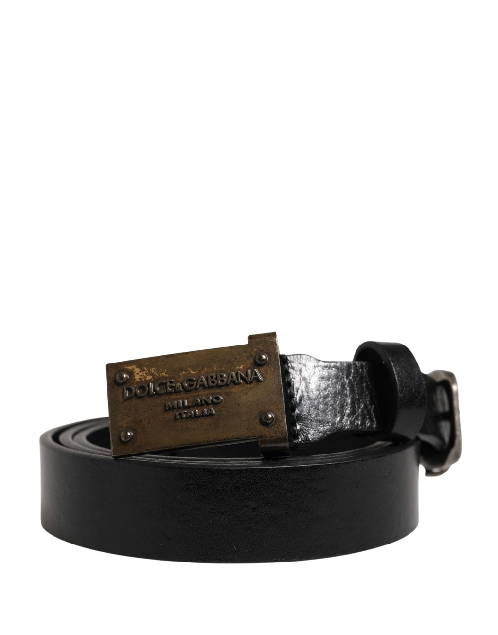 Men Black Classic Leather Logo Buckle Belt