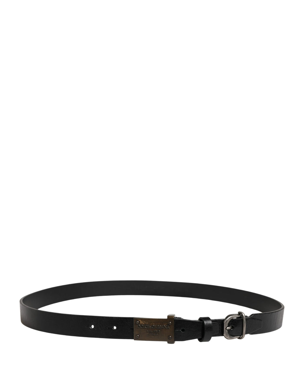 Men Black Classic Leather Logo Buckle Belt