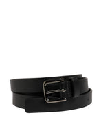 Black Double Strap Leather Silver Buckle Belt