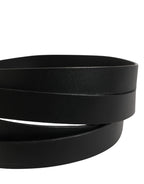 Black Double Strap Leather Silver Buckle Belt