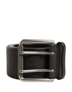 Men Black Classic Leather Metal Buckle Belt