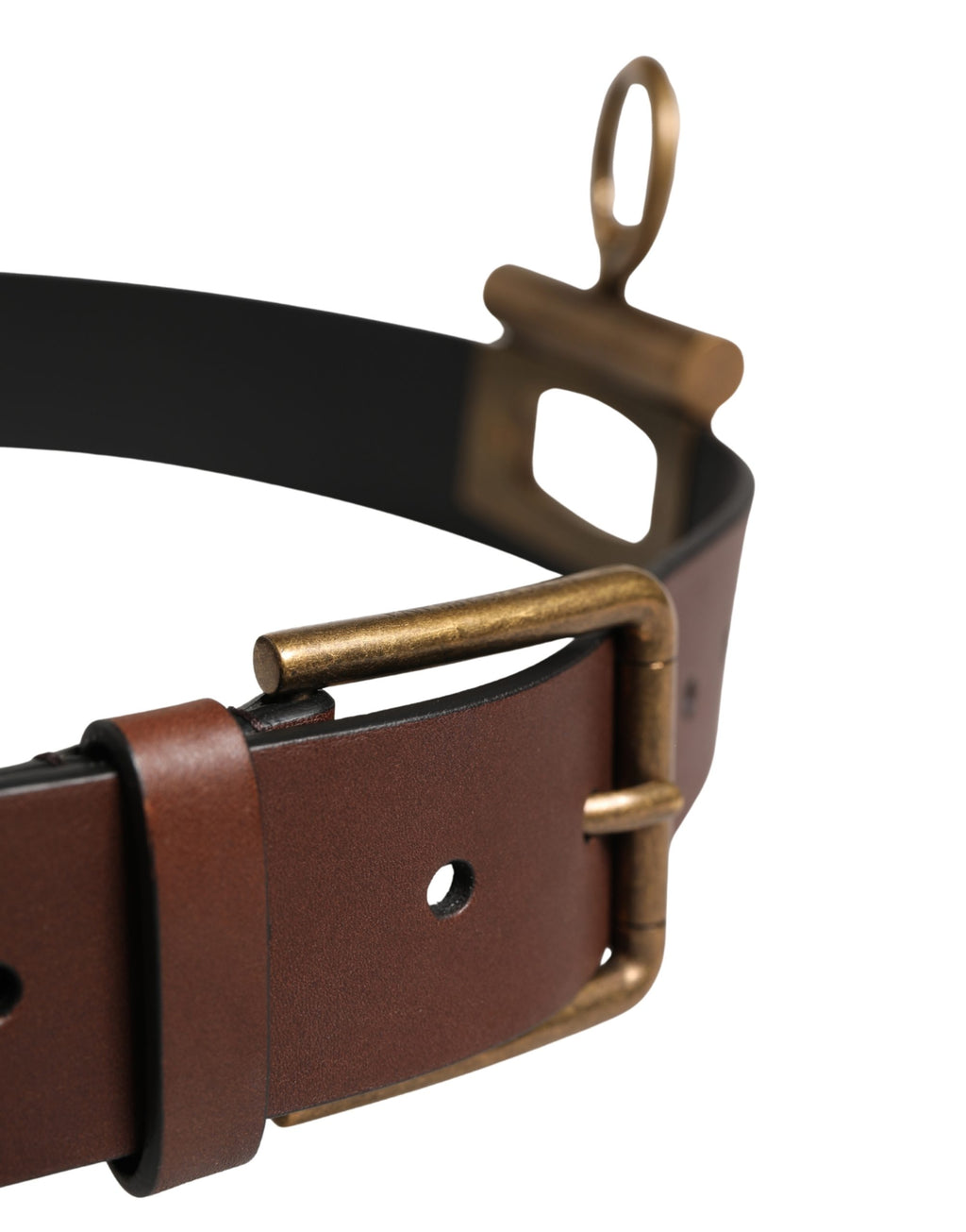 Men Brown Classic Leather Metal Buckle Belt
