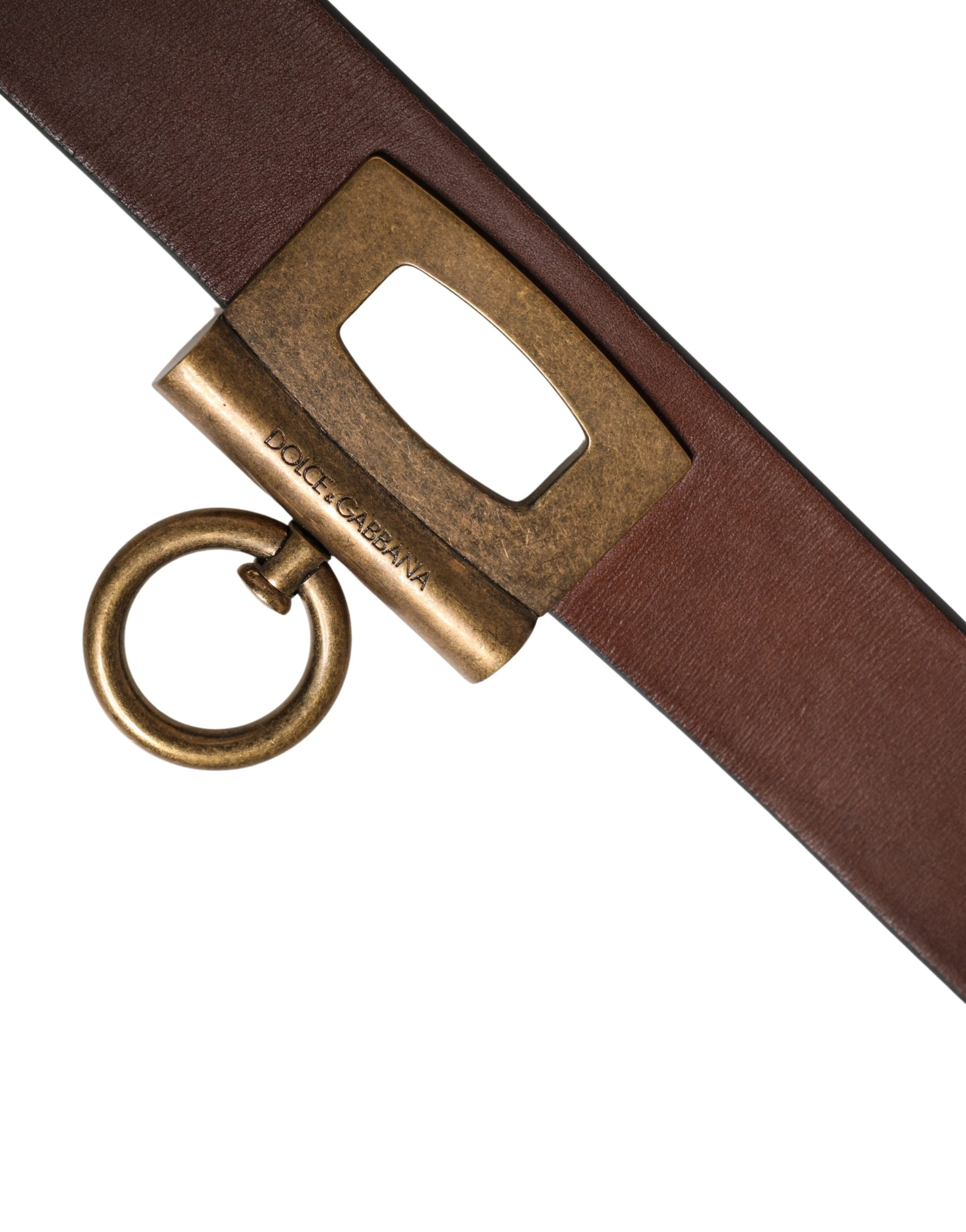 Men Brown Classic Leather Metal Buckle Belt