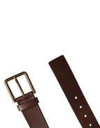Men Brown Classic Leather Metal Buckle Belt