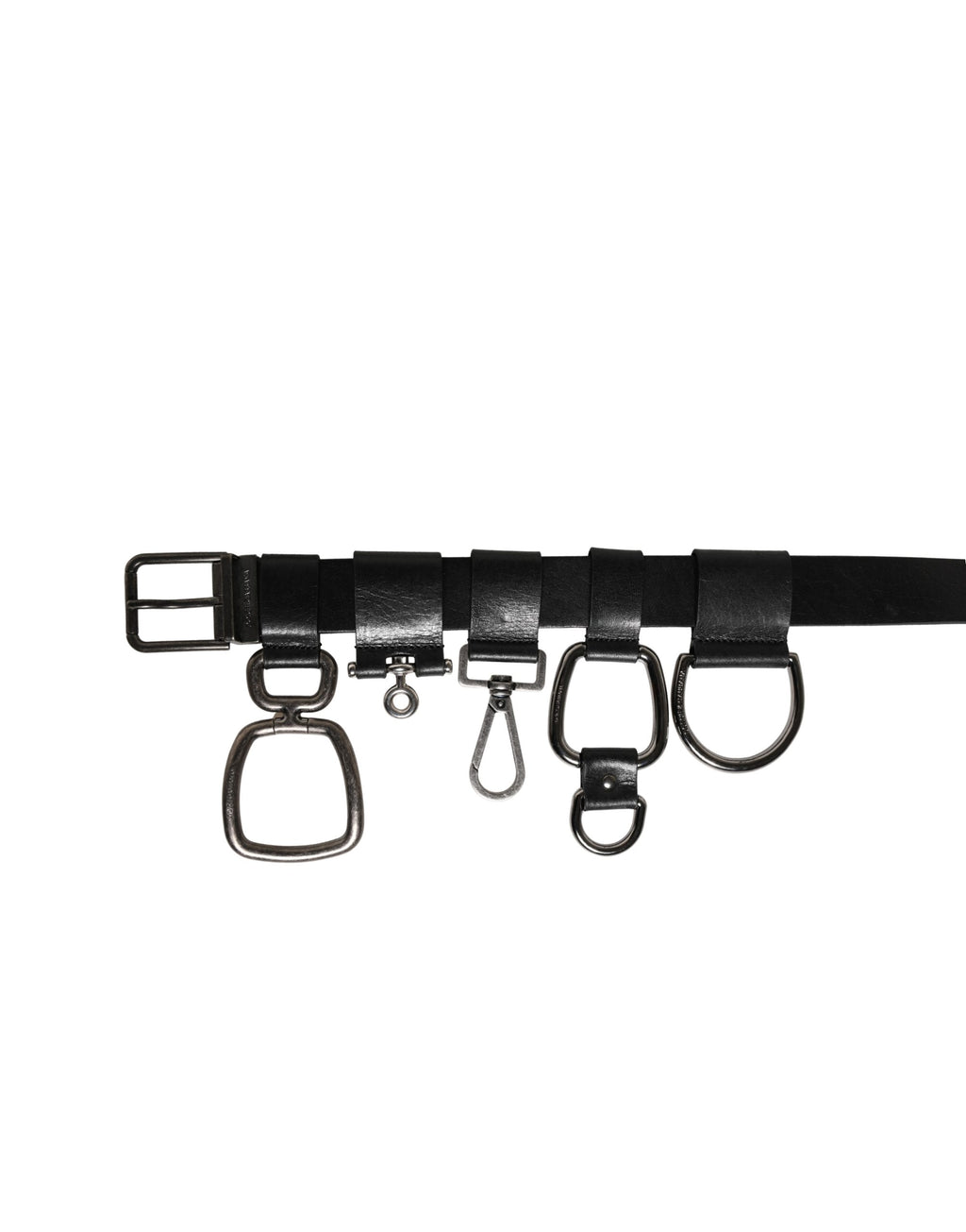 Black Calf Leather Silver Metal Buckle Belt