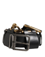 Men Black Classic Leather Metal Buckle Belt