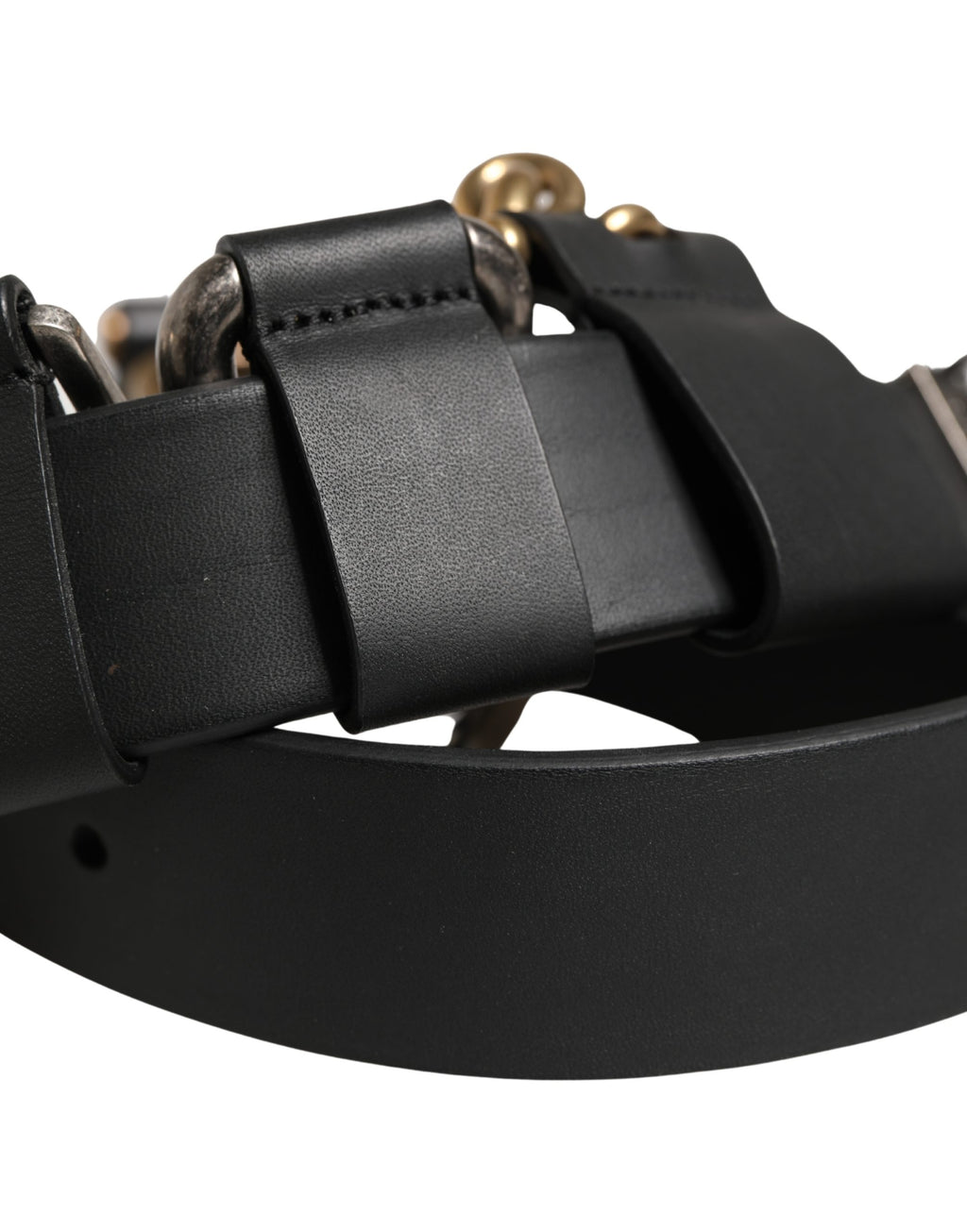 Men Black Classic Leather Metal Buckle Belt