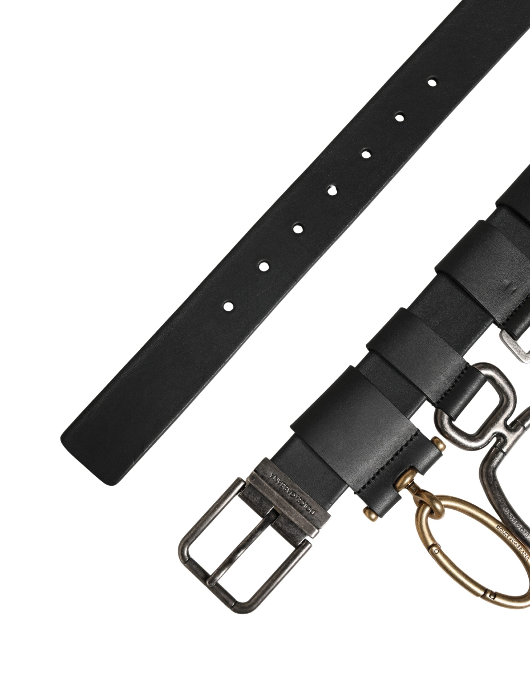 Men Black Classic Leather Metal Buckle Belt