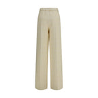 Beige Cotton Casual Pants