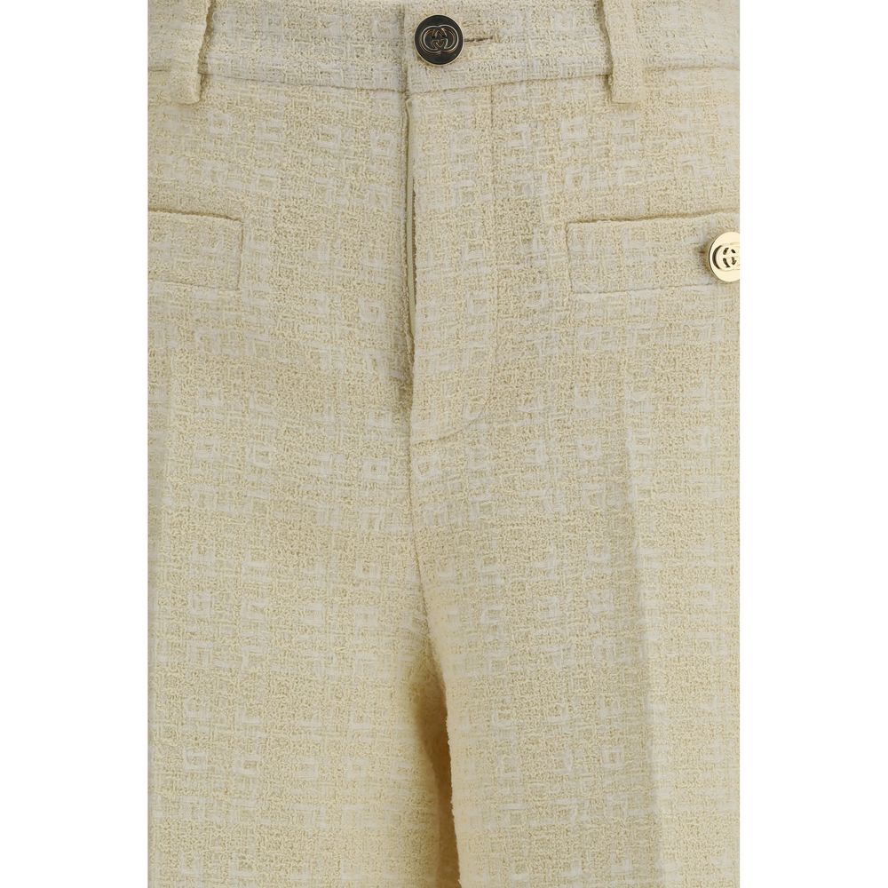 Beige Cotton Casual Pants