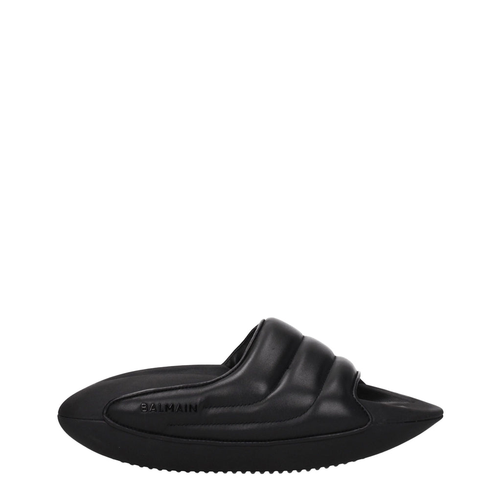 Black Leather Slippers