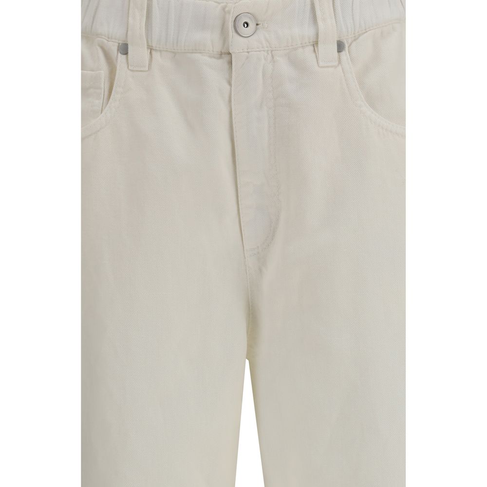 White Cotton Relaxed Fit Jeans