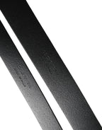 Black Double Strap Leather Silver Buckle Belt