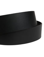 Black Calf Leather Ornate Metal Buckle Belt