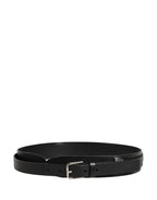 Men Black Classic Leather Metal Buckle Belt