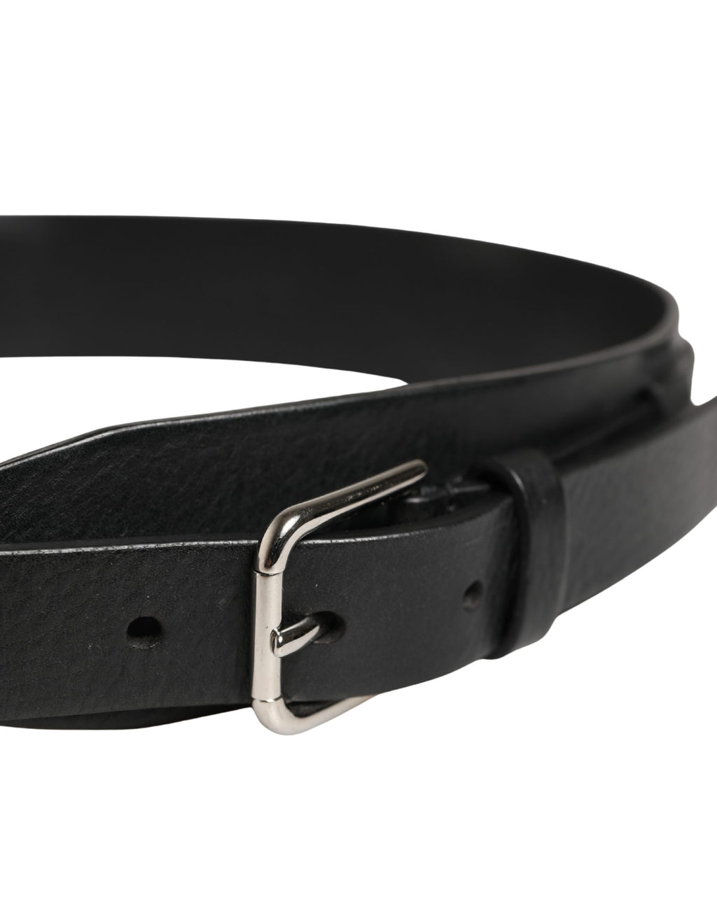 Men Black Classic Leather Metal Buckle Belt