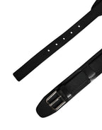 Men Black Classic Leather Metal Buckle Belt