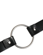 Black Double Strap Leather Silver Buckle Belt