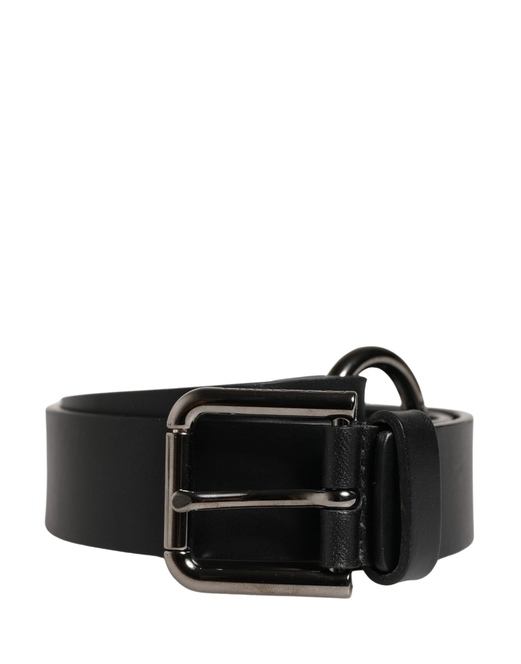 Men Black Calfskin Leather Metal Buckle Belt