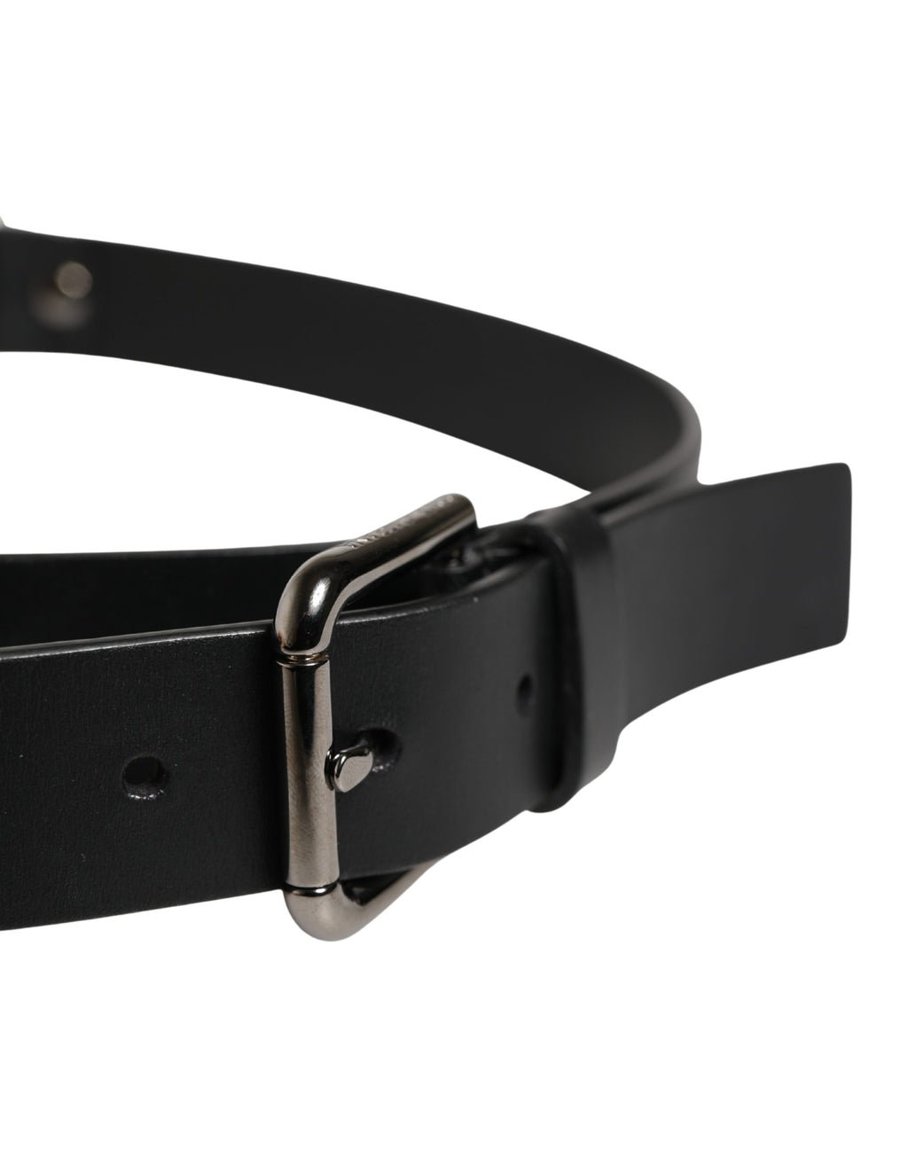 Men Black Calfskin Leather Metal Buckle Belt