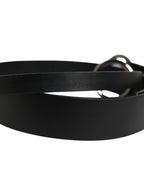 Men Black Calfskin Leather Metal Buckle Belt