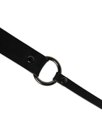 Men Black Calfskin Leather Metal Buckle Belt