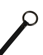 Men Black Calfskin Leather Metal Buckle Belt