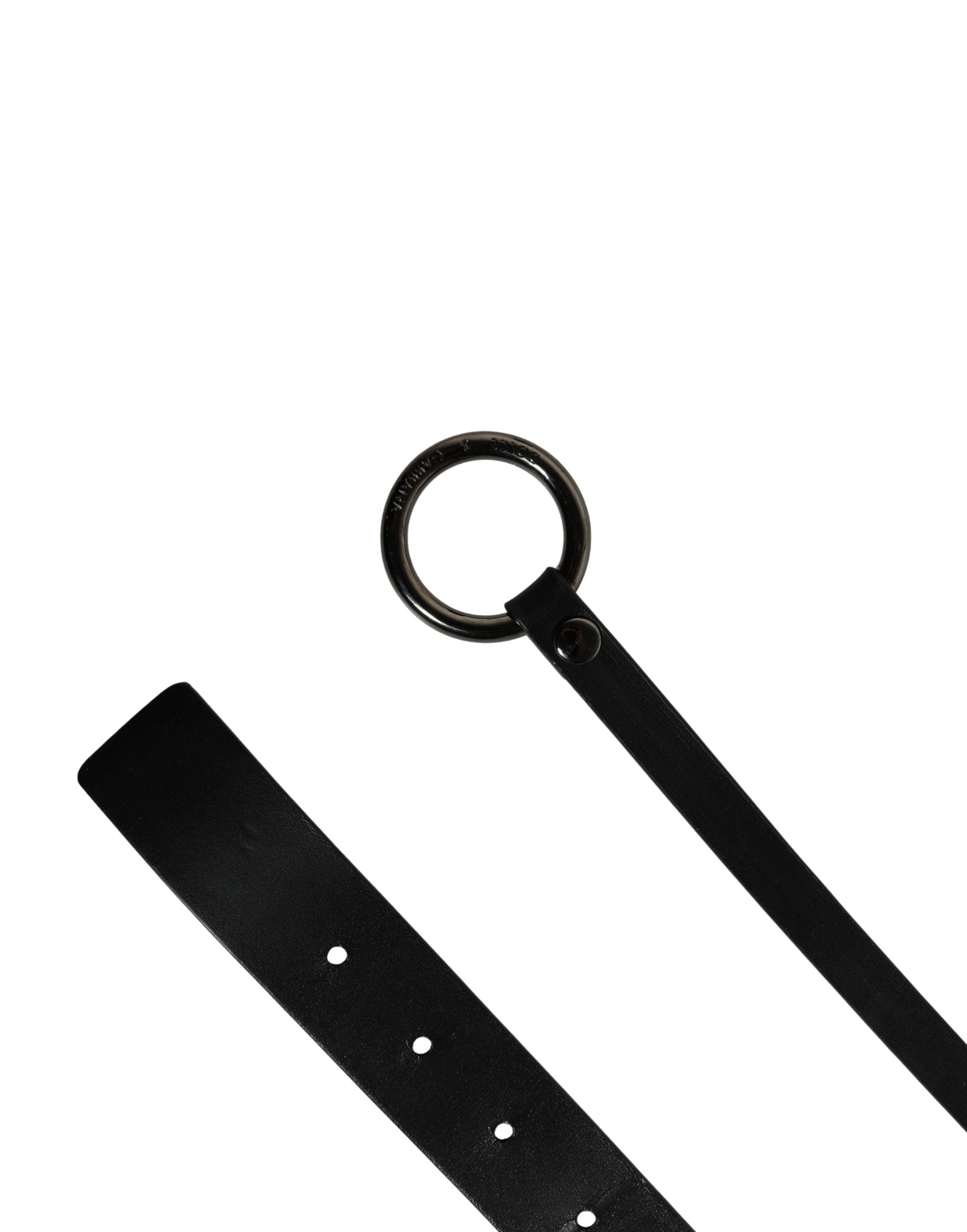 Men Black Calfskin Leather Metal Buckle Belt