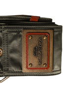 Men Black Wide Leather DG Metal Buckle Belt