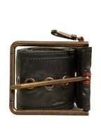 Men Black Wide Leather DG Metal Buckle Belt