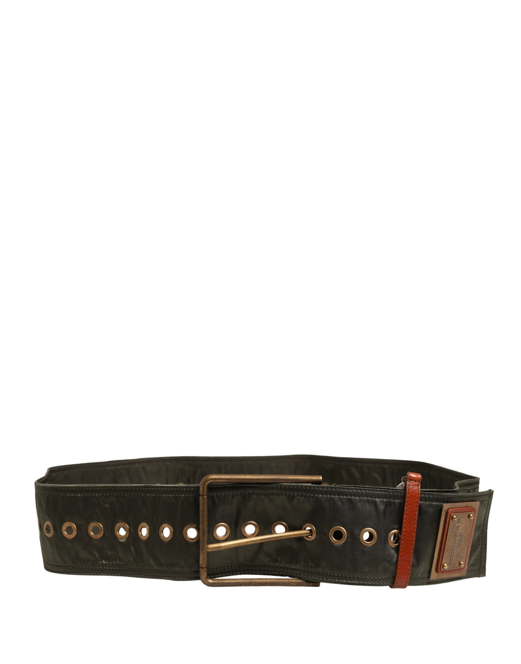 Men Black Wide Leather DG Metal Buckle Belt