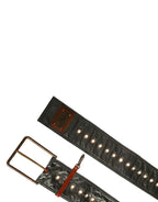 Men Black Wide Leather DG Metal Buckle Belt