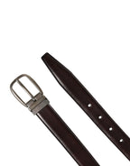 Men Brown Classic Leather Metal Buckle Belt