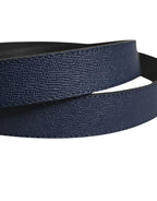 Men Blue Calfskin Leather Square Buckle Belt