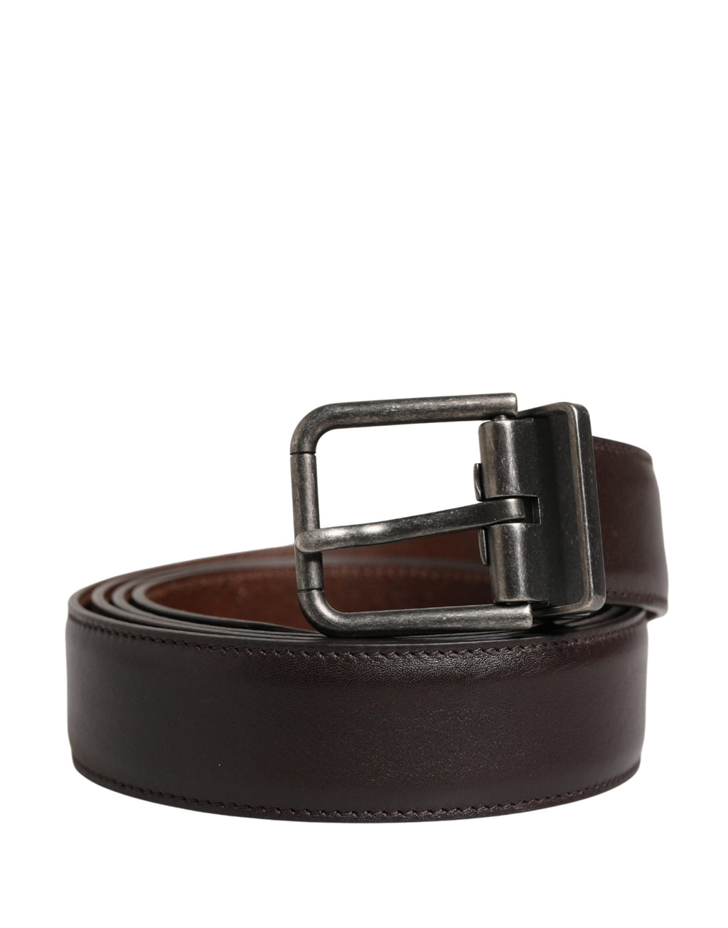 Men Brown Classic Leather Metal Buckle Belt