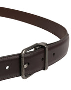 Men Brown Classic Leather Metal Buckle Belt