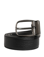 Men Black Classic Leather Metal Buckle Belt