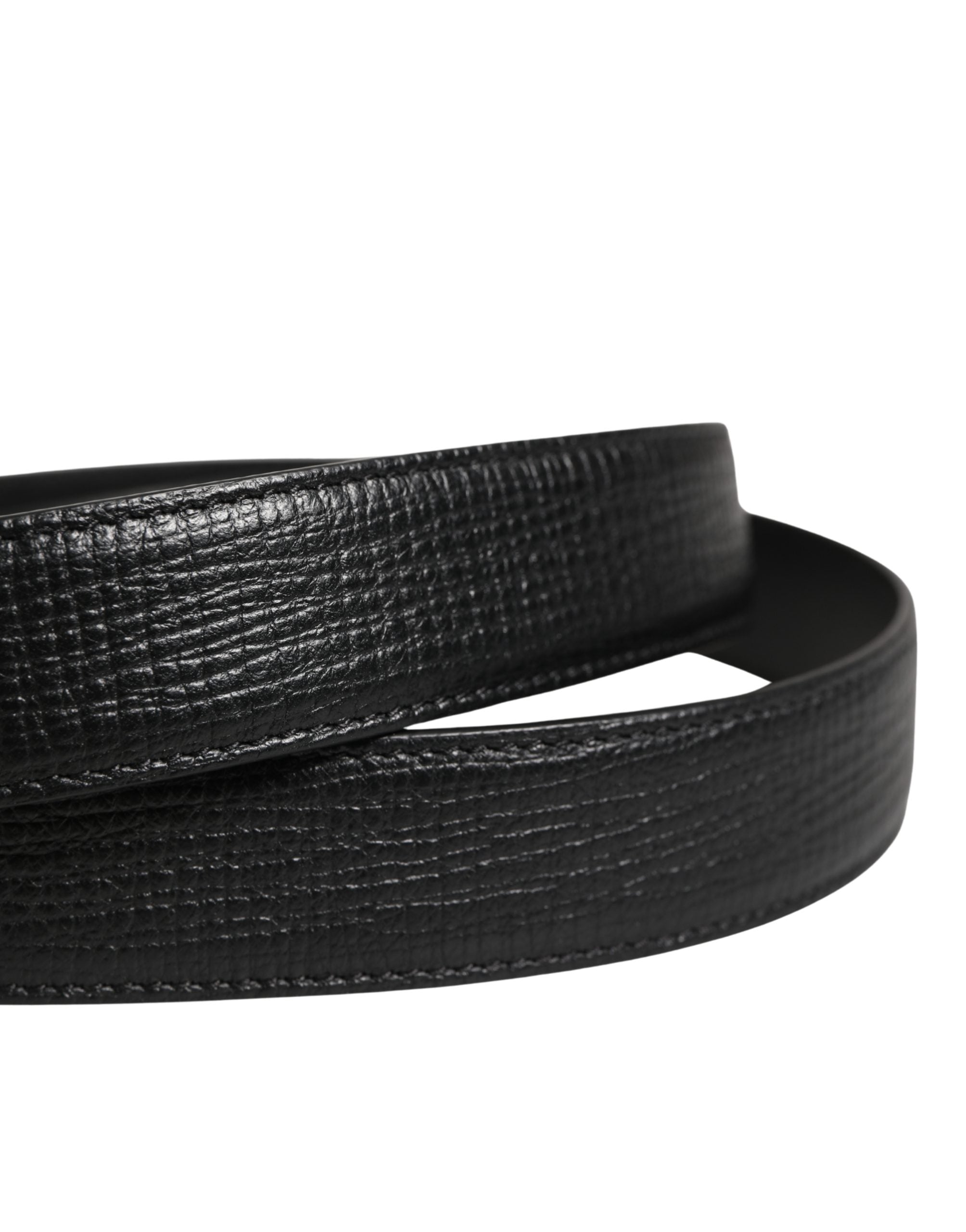 Men Black Classic Leather Metal Buckle Belt